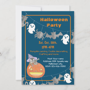 Schattigee Chipmunk Kinder Halloween Feestuitnodig Kaart