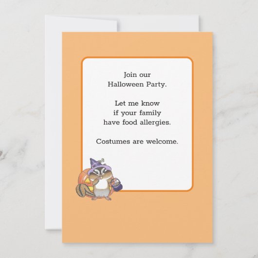 Schattigee Chipmunk Kinder Halloween Feestuitnodig Kaart (Achterkant)