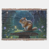 Schattigee Chipmunk op Mushroom in Moonlight Deken (Voorkant)