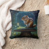 Schattigee Chipmunk op Mushroom in Moonlight Kussen (Deken)