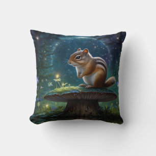 Schattigee Chipmunk op Mushroom in Moonlight Kussen