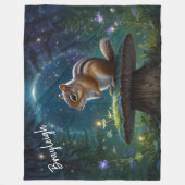 Schattigee Chipmunk op Mushroom *Personaliseer* Fleece Deken (Voorkant)