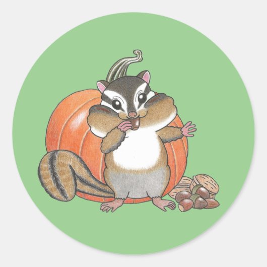 Schattigee Chipmunk Pumpkin Sticker (Voorkant)