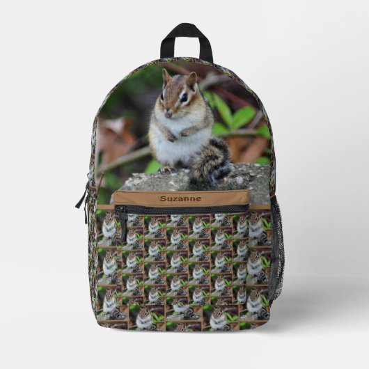 Schattigee Chipmunk Wildlife Dier Gepersonaliseerd Bedrukte Rugzak (Voorkant)