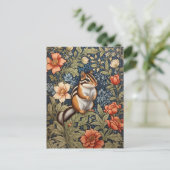 Schattigee Chipmunk William Morris Geïnspireerd Bl Briefkaart (Staand voorkant)