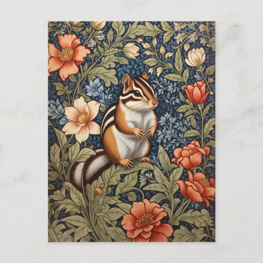 Schattigee Chipmunk William Morris Geïnspireerd Bl Briefkaart (Voorkant)