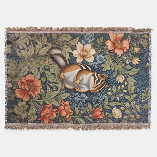 Schattigee Chipmunk William Morris Geïnspireerd Bl Deken (Voorkant)