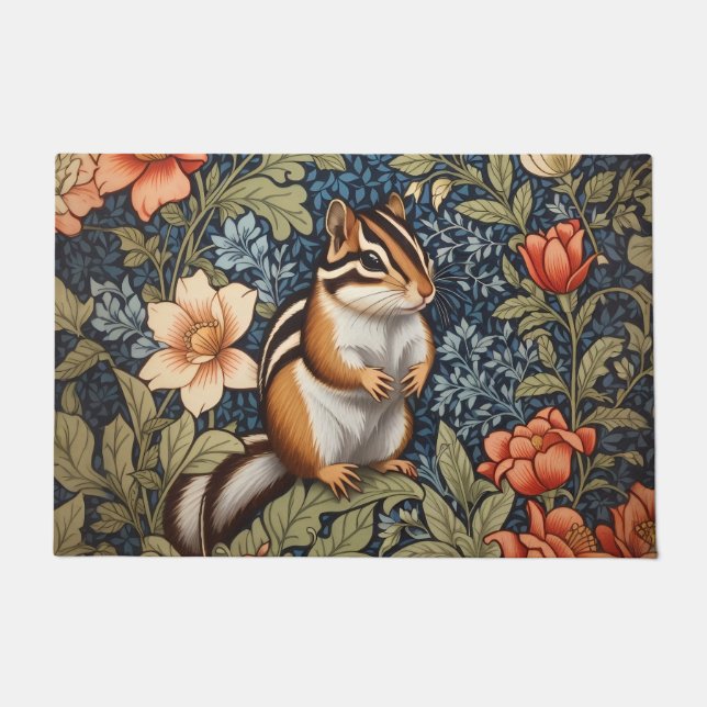 Schattigee Chipmunk William Morris Geïnspireerd Bl Deurmat (Voorkant)
