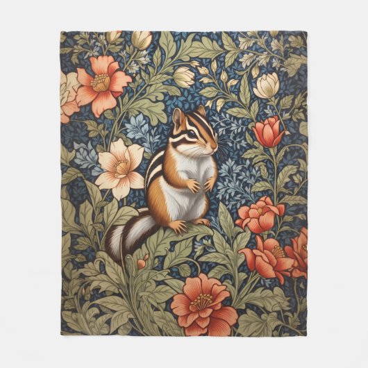 Schattigee Chipmunk William Morris Geïnspireerd Bl Fleece Deken (Voorkant)