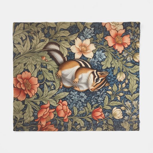 Schattigee Chipmunk William Morris Geïnspireerd Bl Fleece Deken (Voorkant (Horizontaal))