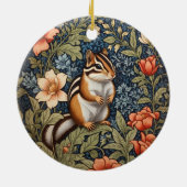 Schattigee Chipmunk William Morris Geïnspireerd Bl Keramisch Ornament (Achterkant)