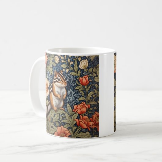 Schattigee Chipmunk William Morris Geïnspireerd Bl Koffiemok (Voorkant links)