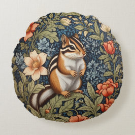 Schattigee Chipmunk William Morris Geïnspireerd Bl Rond Kussen