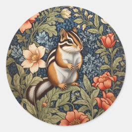 Schattigee Chipmunk William Morris Geïnspireerd Bl Ronde Sticker
