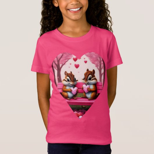 Schattigee Chipmunks en snoep harten T-shirt (Voorkant)