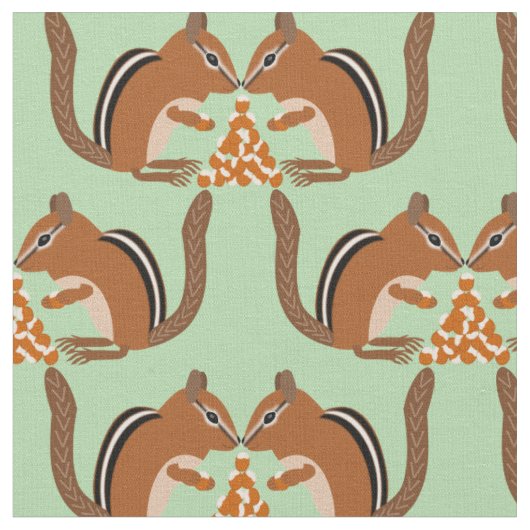 Schattigee Chipmunks Fall Wedding Patterned Stof (Close Up)