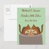 Schattigee Chipmunks Fall Wedding Save the Date Briefkaart (Voorkant / Achterkant)