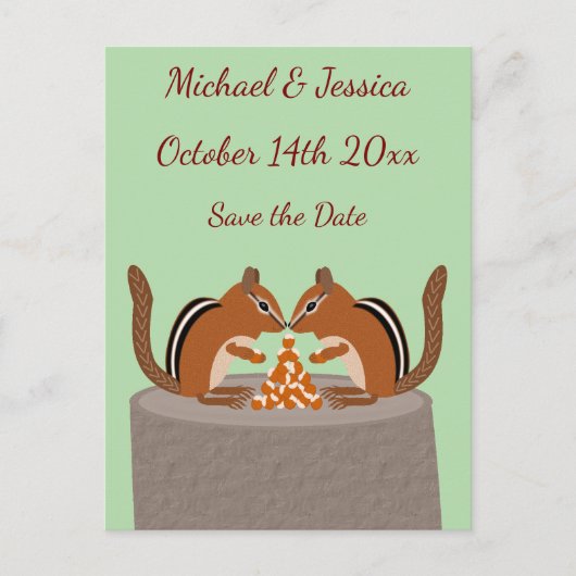 Schattigee Chipmunks Fall Wedding Save the Date Briefkaart (Voorkant)