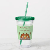 Schattigee Chipmunks Herfst bruiloft Custom Acryl Drinkbeker (Achterkant)