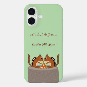 Schattigee Chipmunks Herfst bruiloft Custom iPhone 16 Hoesje