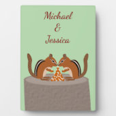 Schattigee Chipmunks Herfst bruiloft Custom Fotoplaat (voorkant)