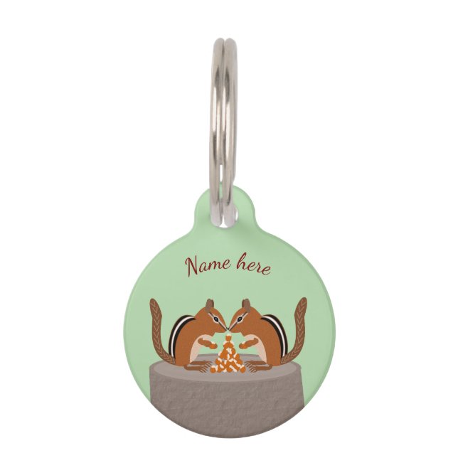 Schattigee Chipmunks Herfst bruiloft Custom Huisdierpenning (Voorkant)