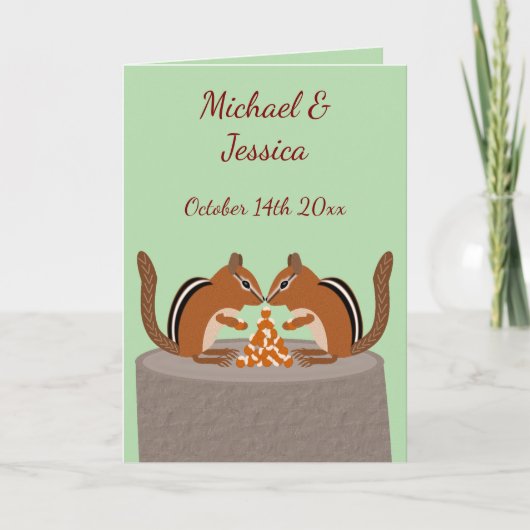 Schattigee Chipmunks Herfst bruiloft Custom Kaart (Voorkant)