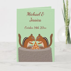 Schattigee Chipmunks Herfst bruiloft Custom Kaart