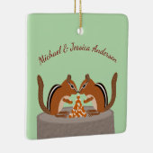 Schattigee Chipmunks Herfst bruiloft Custom Keramisch Ornament (Rechts)