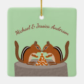 Schattigee Chipmunks Herfst bruiloft Custom Keramisch Ornament (Achterkant)