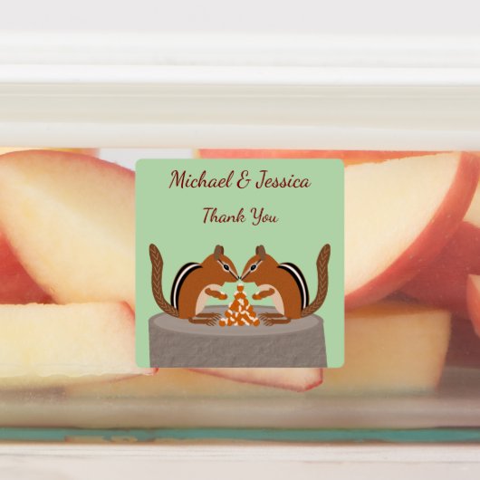 Schattigee Chipmunks Herfst bruiloft Custom Labels (Aangebracht)