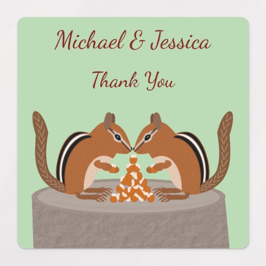 Schattigee Chipmunks Herfst bruiloft Custom Labels (Design 1)