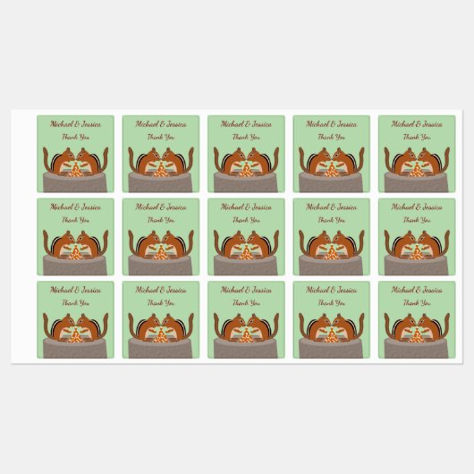 Schattigee Chipmunks Herfst bruiloft Custom Labels (Vel)