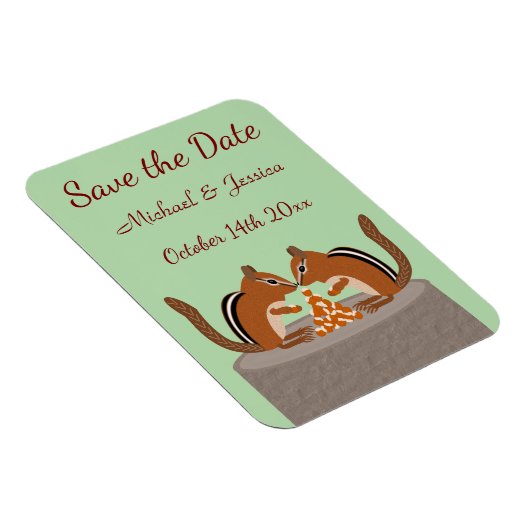 Schattigee Chipmunks Herfst bruiloft Custom Magneet (Rechterzijde)