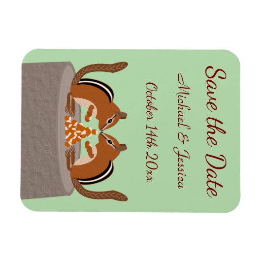Schattigee Chipmunks Herfst bruiloft Custom Magneet (Horizontaal)