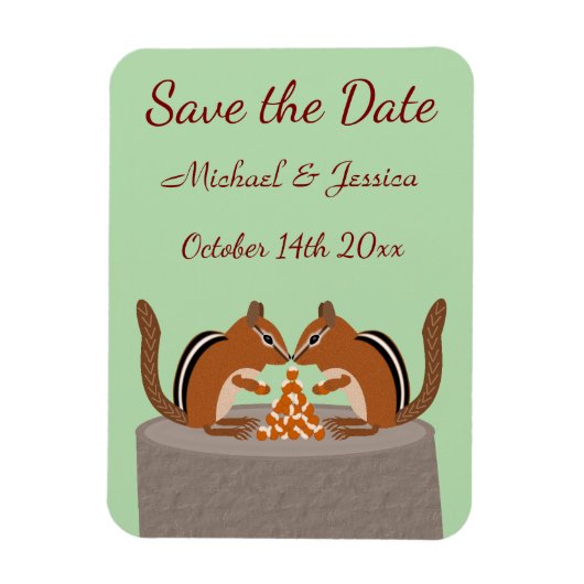 Schattigee Chipmunks Herfst bruiloft Custom Magneet (Verticaal)
