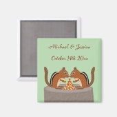 Schattigee Chipmunks Herfst bruiloft Custom Magneet (Voorkant / Achterkant)