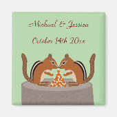 Schattigee Chipmunks Herfst bruiloft Custom Magneet (Voorkant)