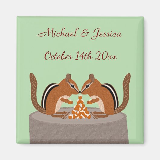 Schattigee Chipmunks Herfst bruiloft Custom Magneet (Voorkant)