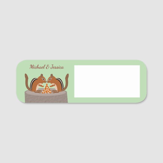 Schattigee Chipmunks Herfst bruiloft Custom Naamplaatje (Voorkant)