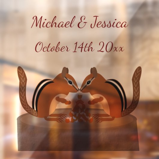 Schattigee Chipmunks Herfst bruiloft Custom Raamsticker (Vel 2)