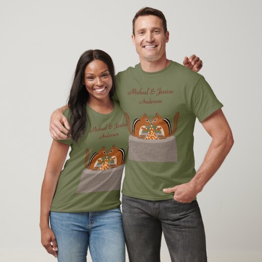 Schattigee Chipmunks Herfst bruiloft Custom T-shirt (Unisex)