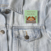 Schattigee Chipmunks Herfst bruiloft Custom Vierkante Button 5,1 Cm (In situ)