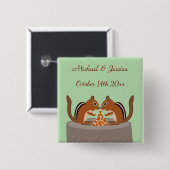 Schattigee Chipmunks Herfst bruiloft Custom Vierkante Button 5,1 Cm (Voorkant /achterkant)