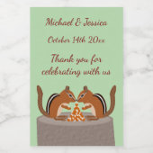 Schattigee Chipmunks Herfst bruiloft Custom Voedselcontainer Etiket (Enkel label)