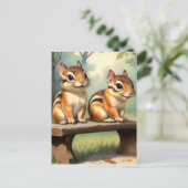 Schattigee Chipmunks in het park Briefkaart (Staand voorkant)