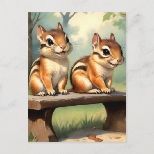 Schattigee Chipmunks in het park Briefkaart (Voorkant)