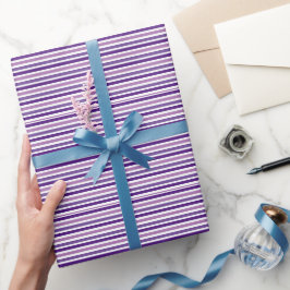 Schattigee chique eenvoudige Paarse en witte strep Cadeaupapier