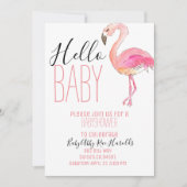 Schattigee chique flamingo meisje baby shower uit  kaart (Voorkant)