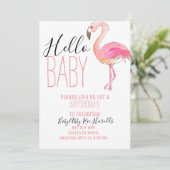 Schattigee chique flamingo meisje baby shower uit  kaart (Staand voorkant)